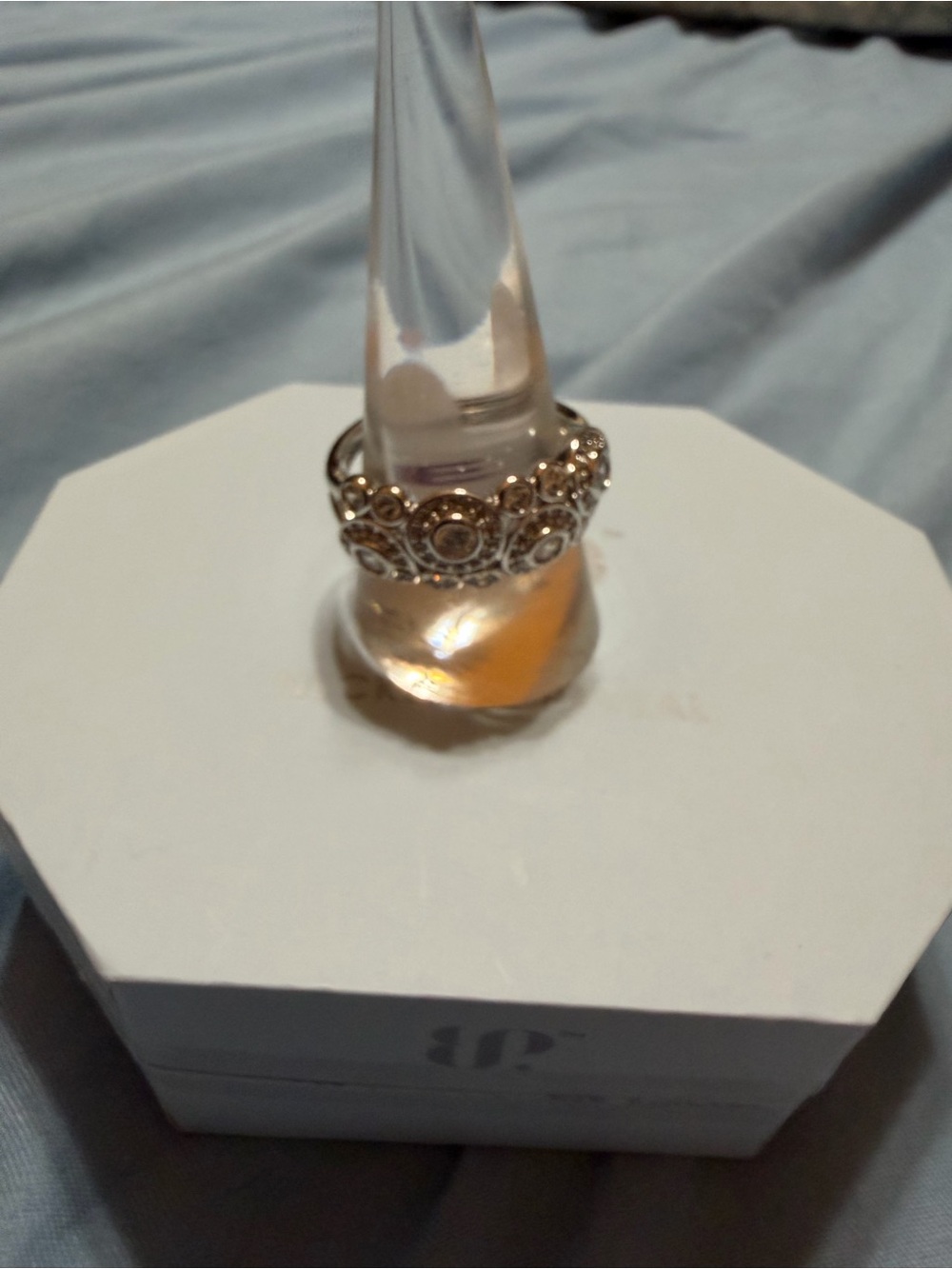 CZ on Rhodium Bubble Ring